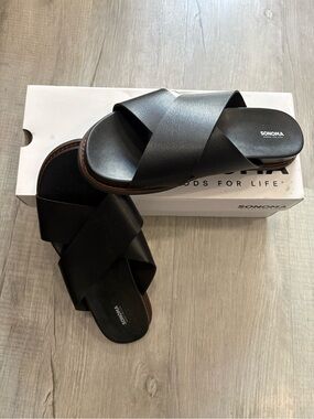 SONOMA Black Crisscross Slide Sandals for Women AT-4/85